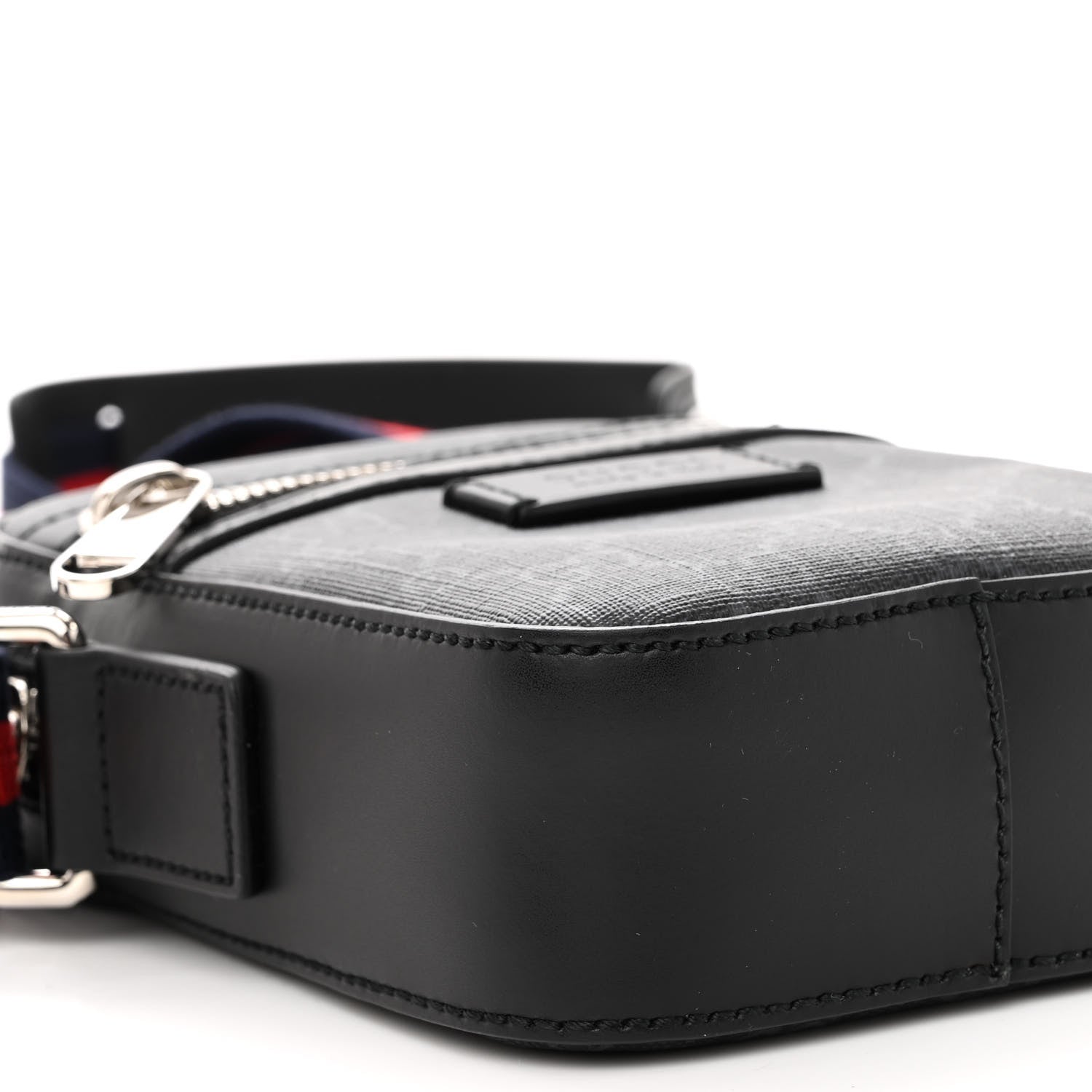 Gucci GG Supreme Monogram Appia Calfskin Web Small Camera Messenger Bag Black Grey 9 of 10