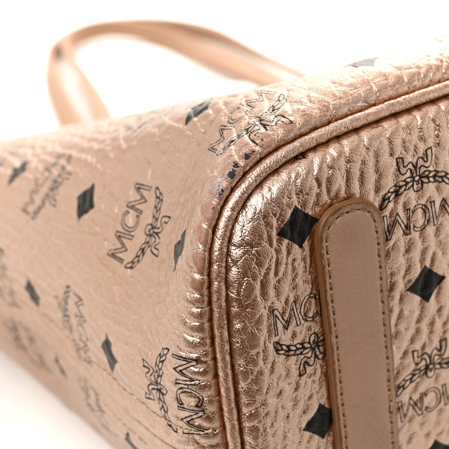 Metallic Visetos Medium Liz Reversible Shopper Tote Champagne Gold