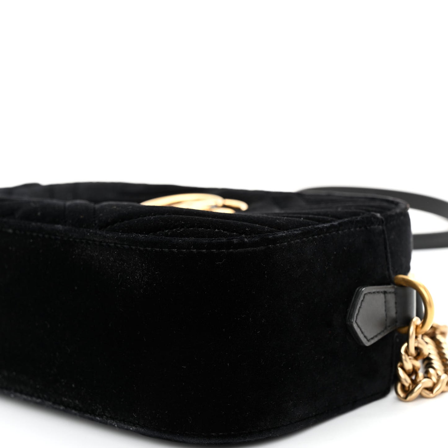 Velvet Matelasse Small GG Marmont Chain Shoulder Bag Black