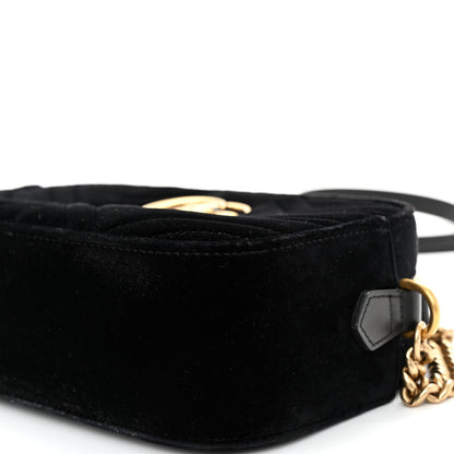 Gucci Velvet Matelasse Small GG Marmont Chain Shoulder Bag Black 10 of 10