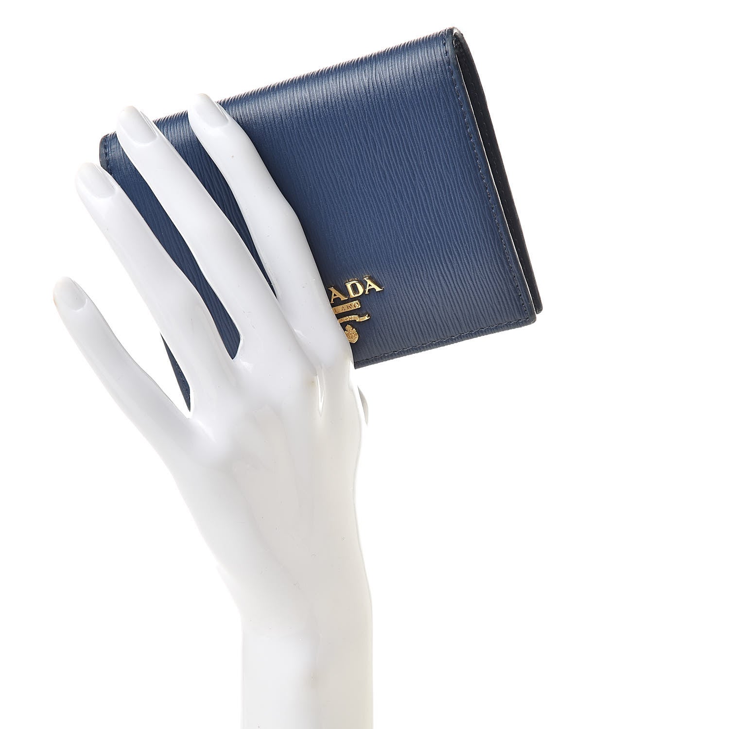Prada Vitello Move Bi-Fold Wallet Bleuette 2 of 15