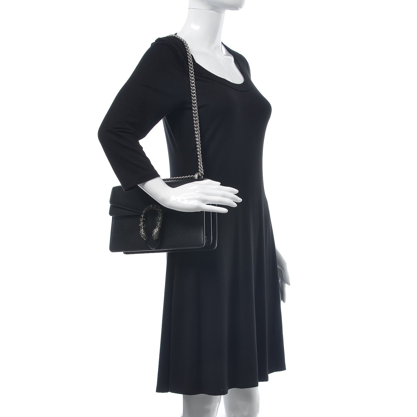 Pebbled Calfskin Small Dionysus Shoulder Bag Black