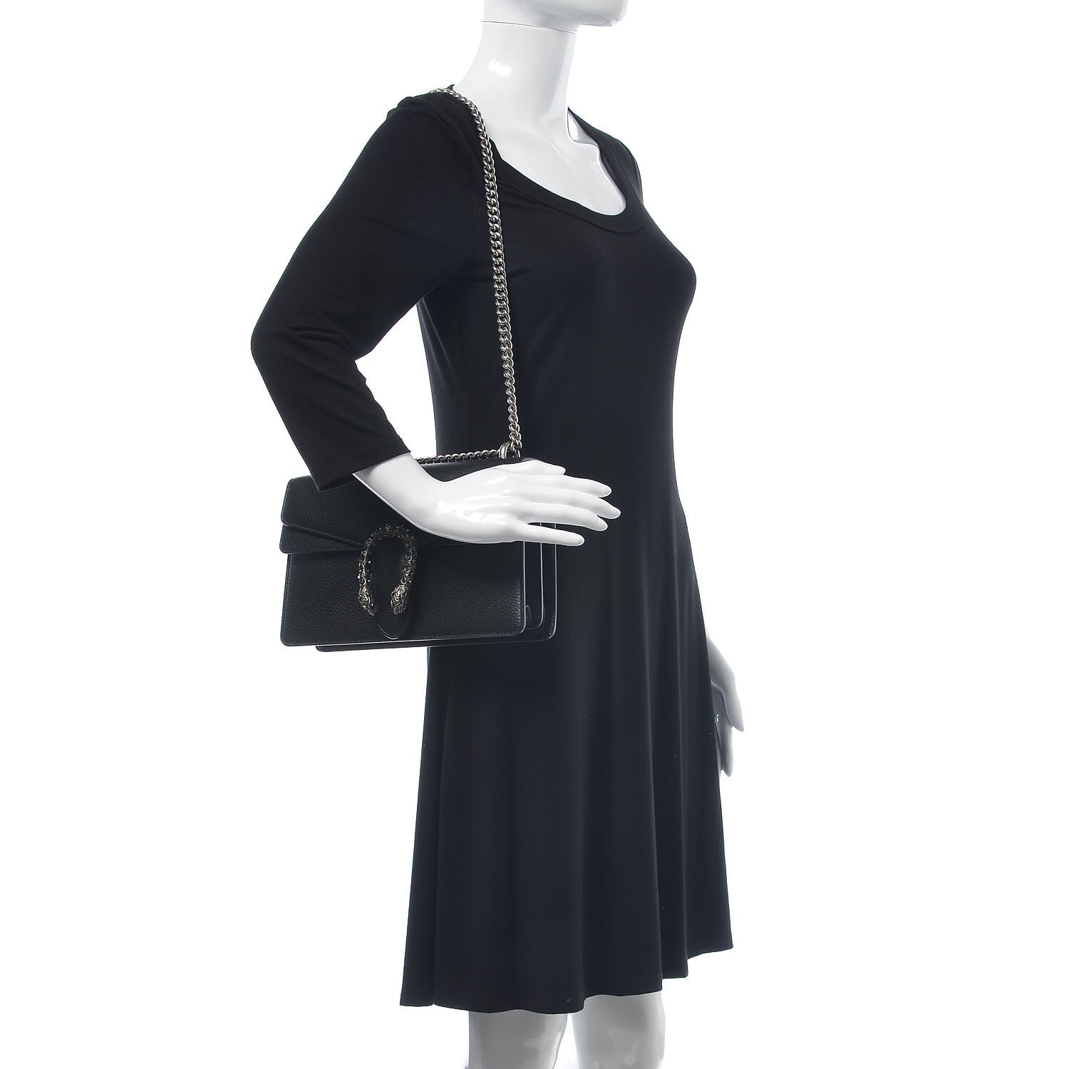 Gucci Pebbled Calfskin Small Dionysus Shoulder Bag Black 2 of 7