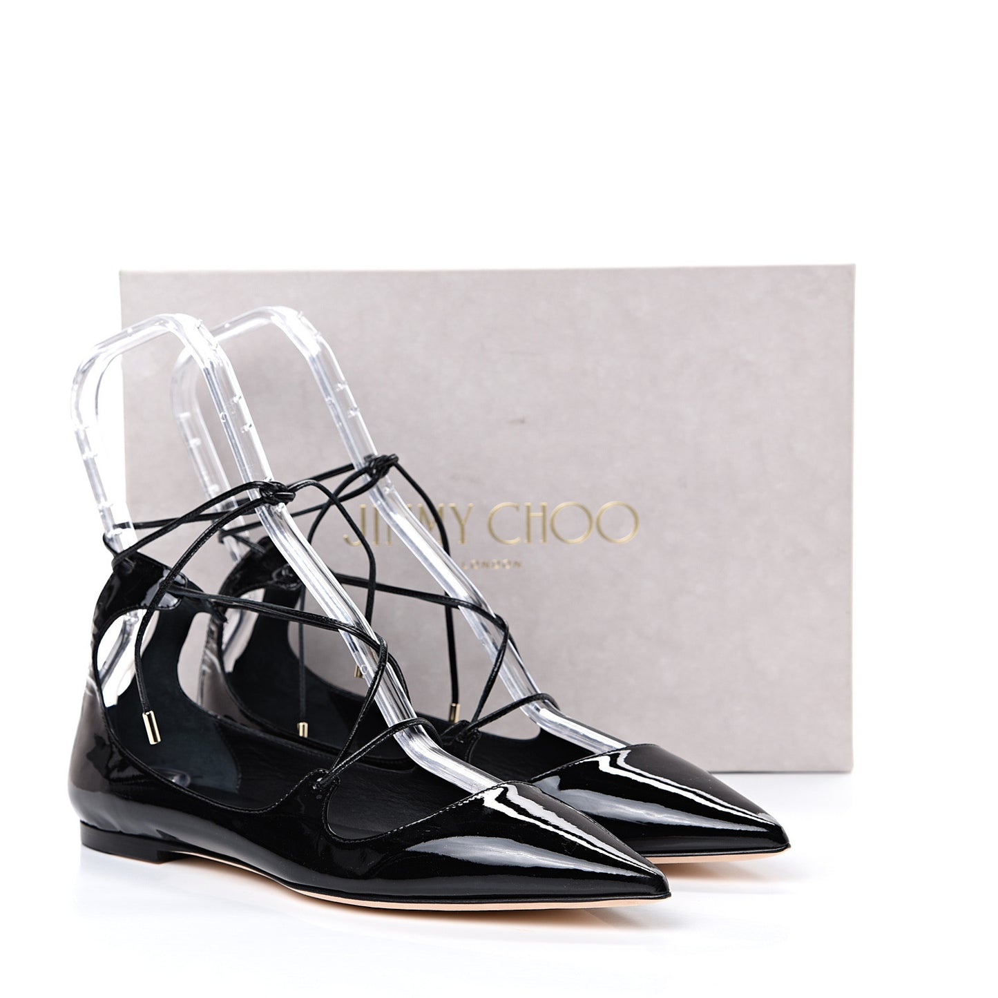 Patent Lace Up Vita Flats 40 Black