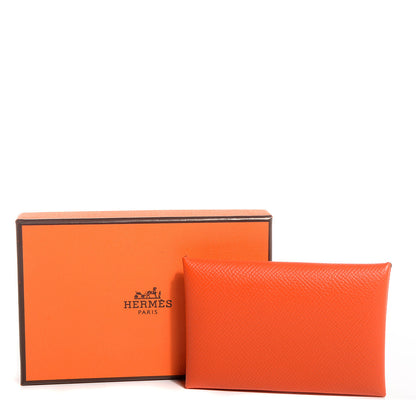 Hermes Epsom Calvi Card Case Orange 4 of 6