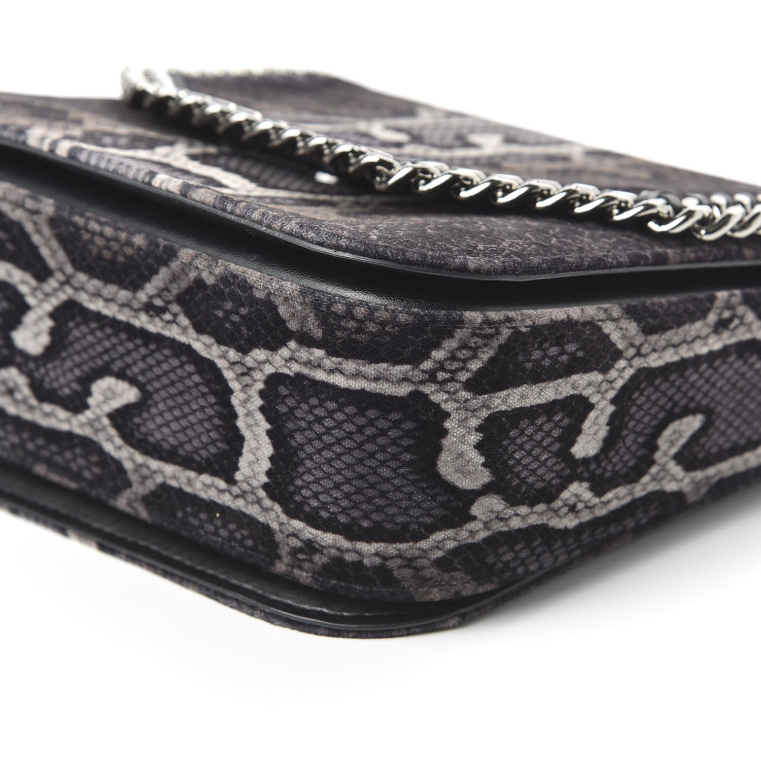 Stella McCartney Snake Print Velvet Falabella Box Shoulder Bag Black 7 of 10