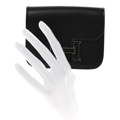 Hermes Evergrain Lizard Constance Slim Wallet Black 2 of 8