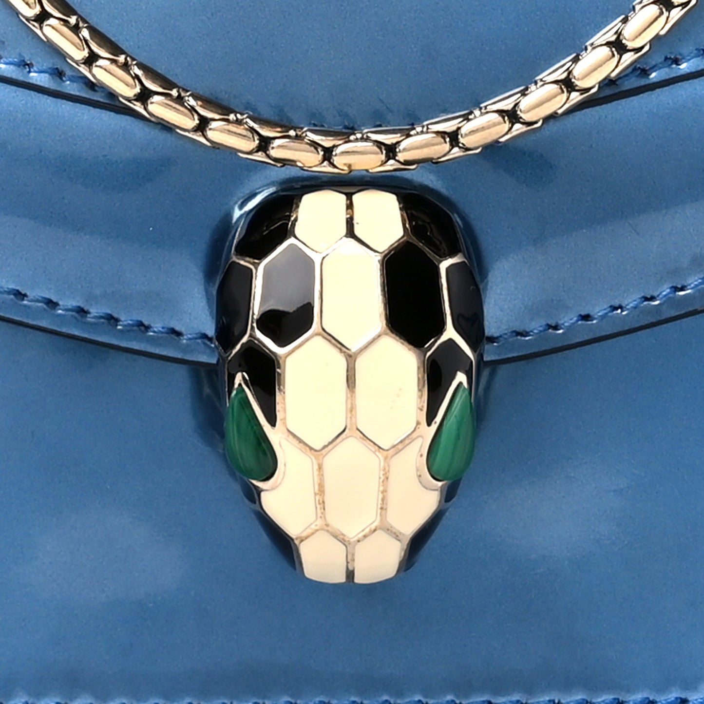 Metallic Calfskin Small Serpenti Forever Snake Strap Crossbody Bag Blue