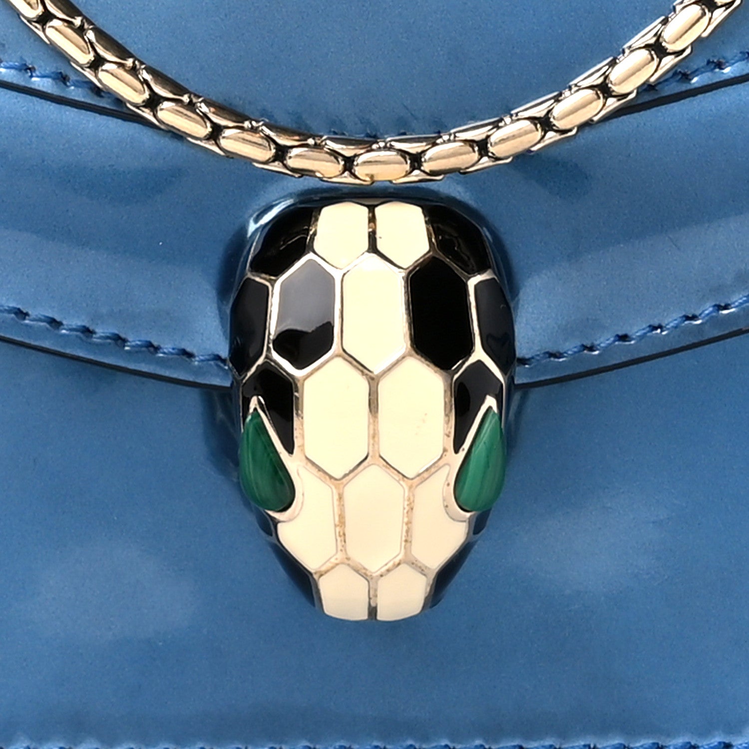 Bulgari Metallic Calfskin Small Serpenti Forever Snake Strap Crossbody Bag Blue 10 of 12