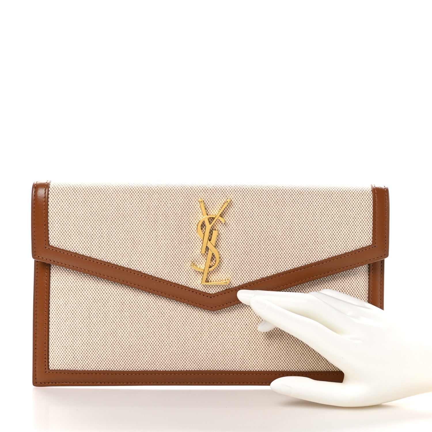 Saint Laurent Canvas Uptown Pouch Natural Beige Brick 2 of 8
