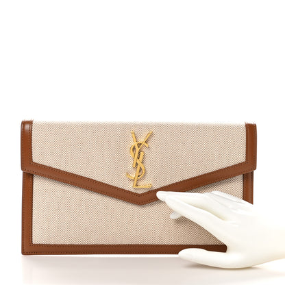Saint Laurent Canvas Uptown Pouch Natural Beige Brick 2 of 8