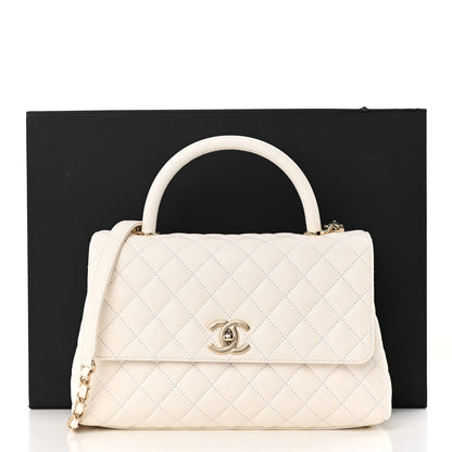 Chanel Caviar Quilted Small Coco Handle Flap White 11 of 11