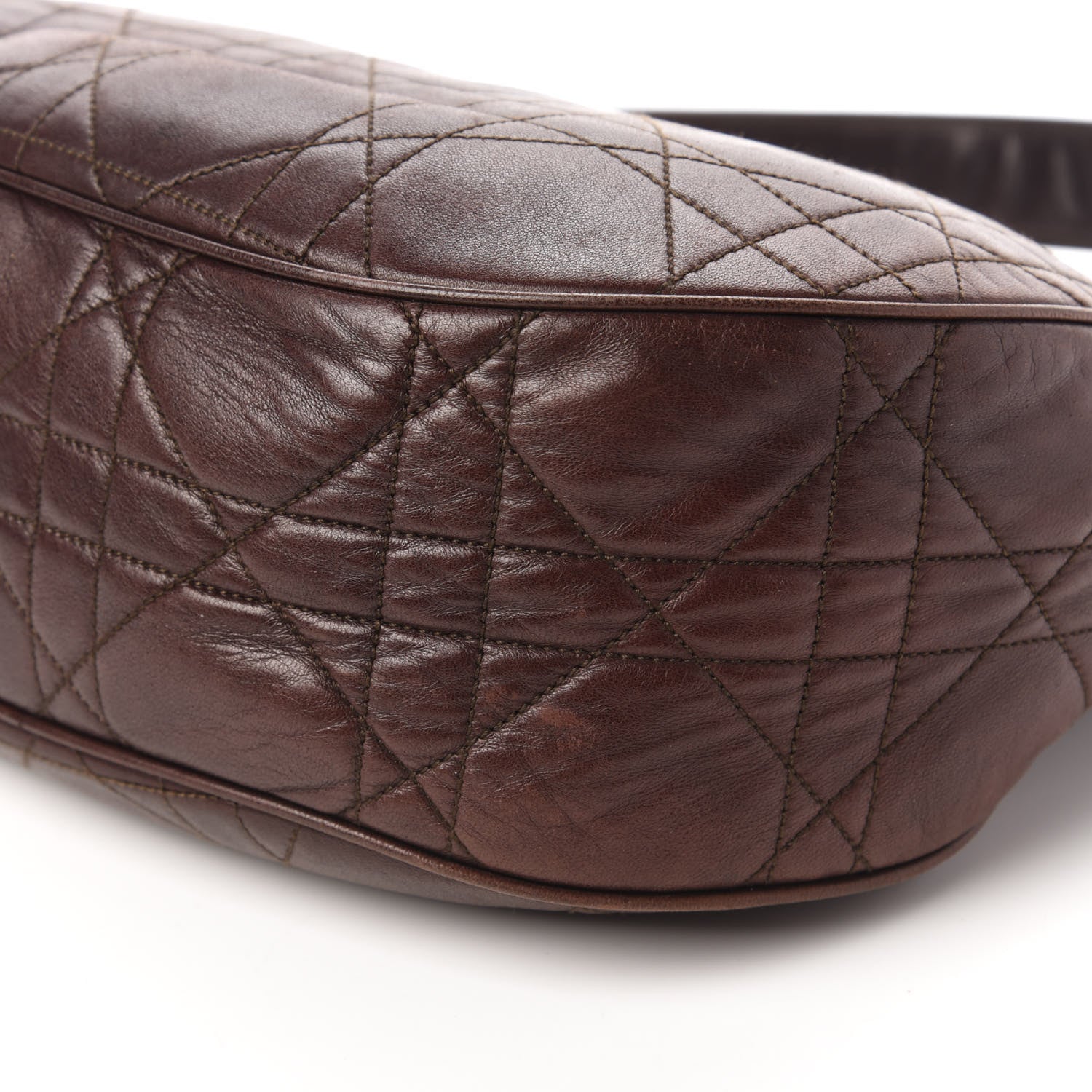 Christian Dior Lambskin Cannage Medium Hobo Dark Brown 7 of 10