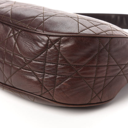 Christian Dior Lambskin Cannage Medium Hobo Dark Brown 7 of 10
