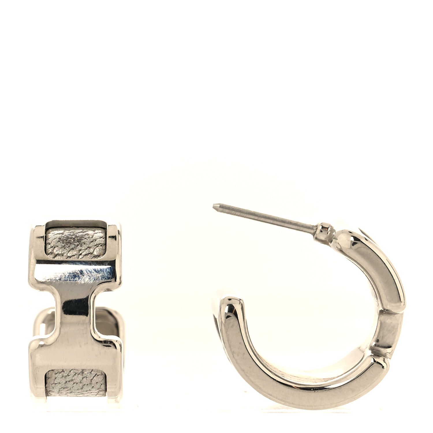 Hermes Chamkilight goatskin Olympe Hoop Earrings PM Silver 1 of 5
