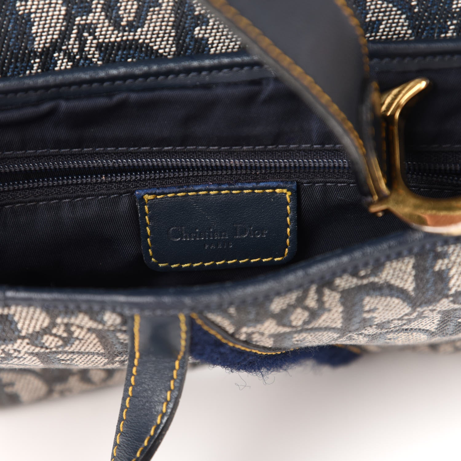 Christian Dior Monogram Double Saddle Bag Navy Blue 8 of 10