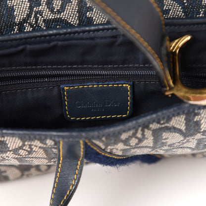 Christian Dior Monogram Double Saddle Bag Navy Blue 8 of 10