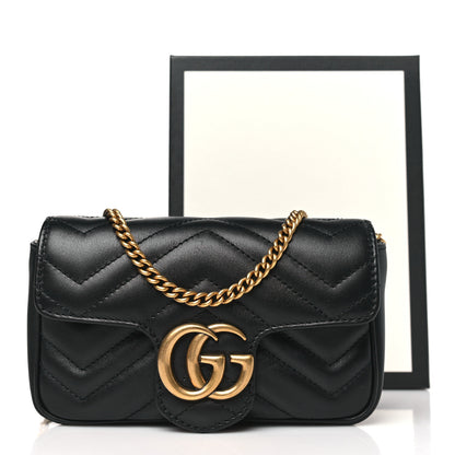 Gucci Calfskin Matelasse Super Mini GG Marmont Shoulder Bag Black 10 of 10