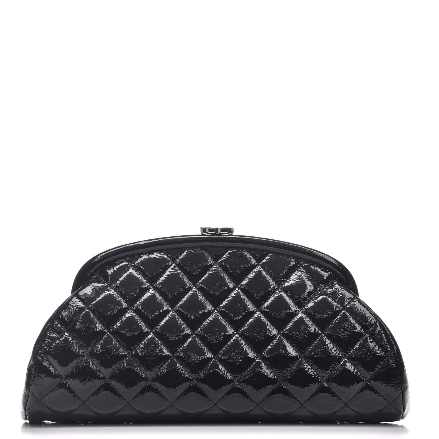 Distressed Patent Quilted Timeless Clutch Black