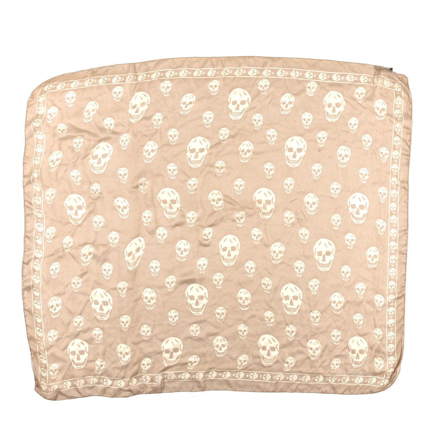 Alexander McQueen Silk Chiffon Skull Scarf Beige Ivory 1 of 4
