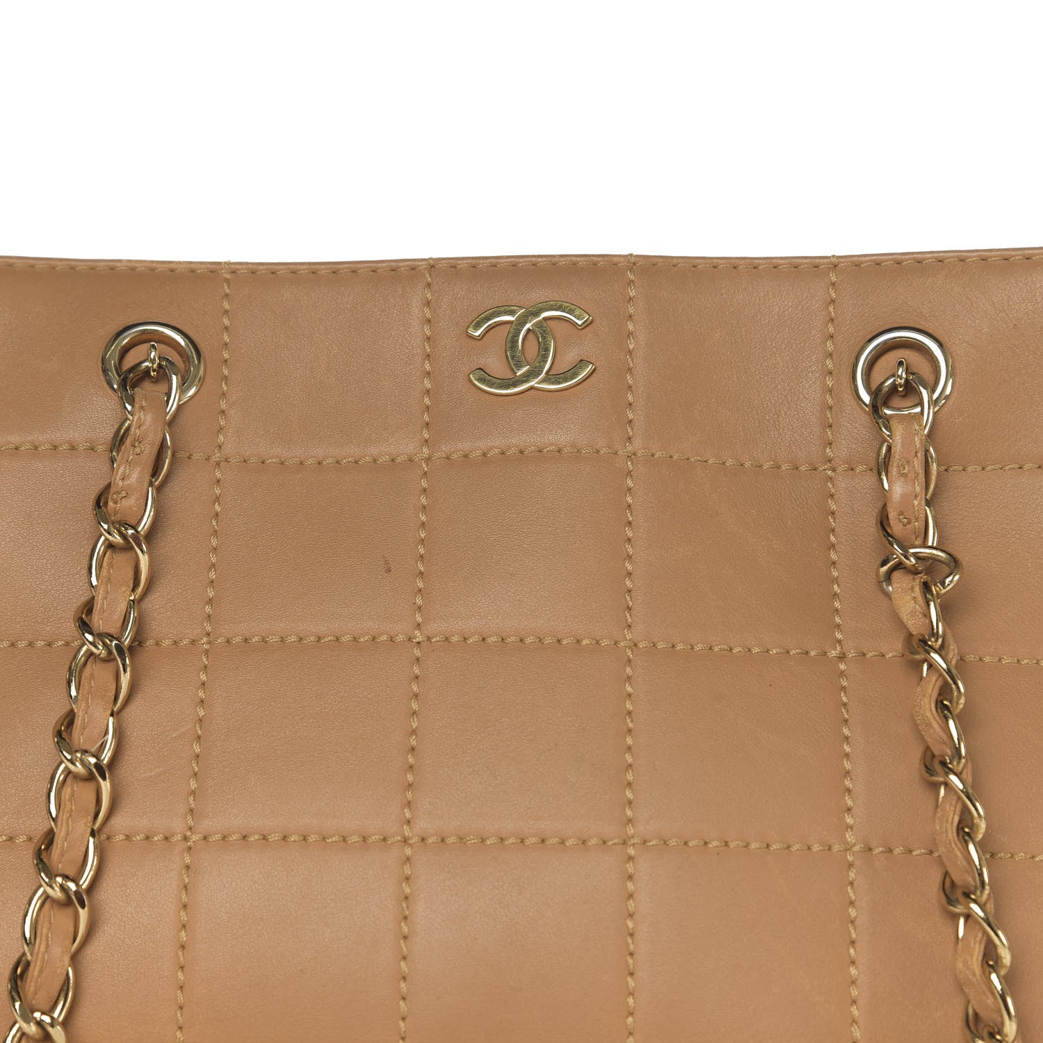Chanel Calfskin Stitched Chocolate Bar Shopping Tote Beige 20 of 20