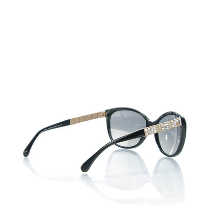 Chanel Crystal Baguette Polarized Cat Eye Sunglasses 5309-B Black 3 of 6