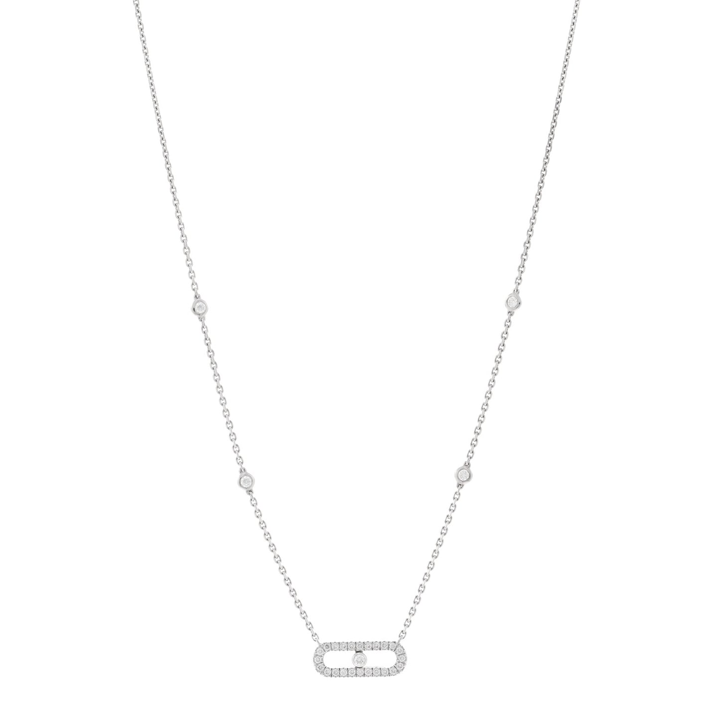 18K White Gold Diamond Move Uno Necklace