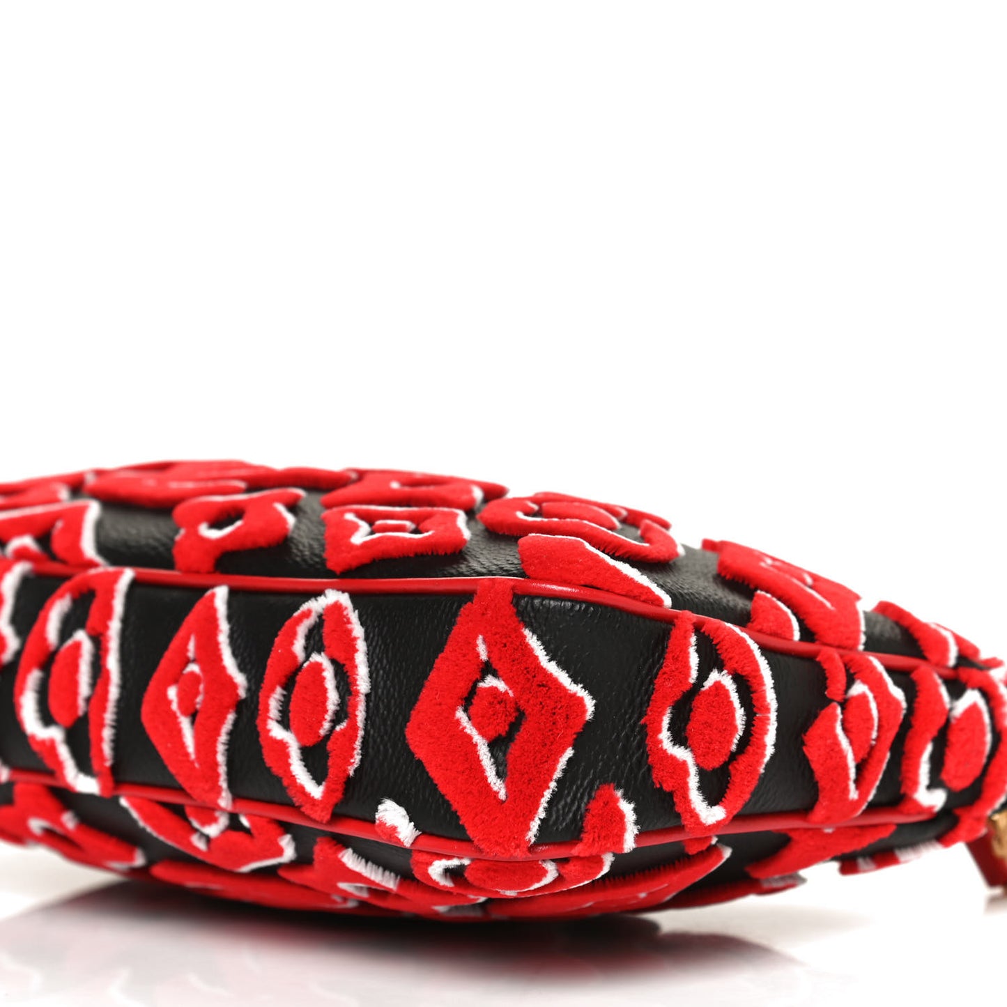 X UF Tufted Monogram Pochette Accessories Black Red