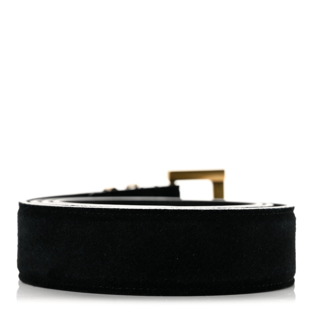 Saint Laurent Suede Monogram Square Buckle Belt 95 38 Black 2 of 8