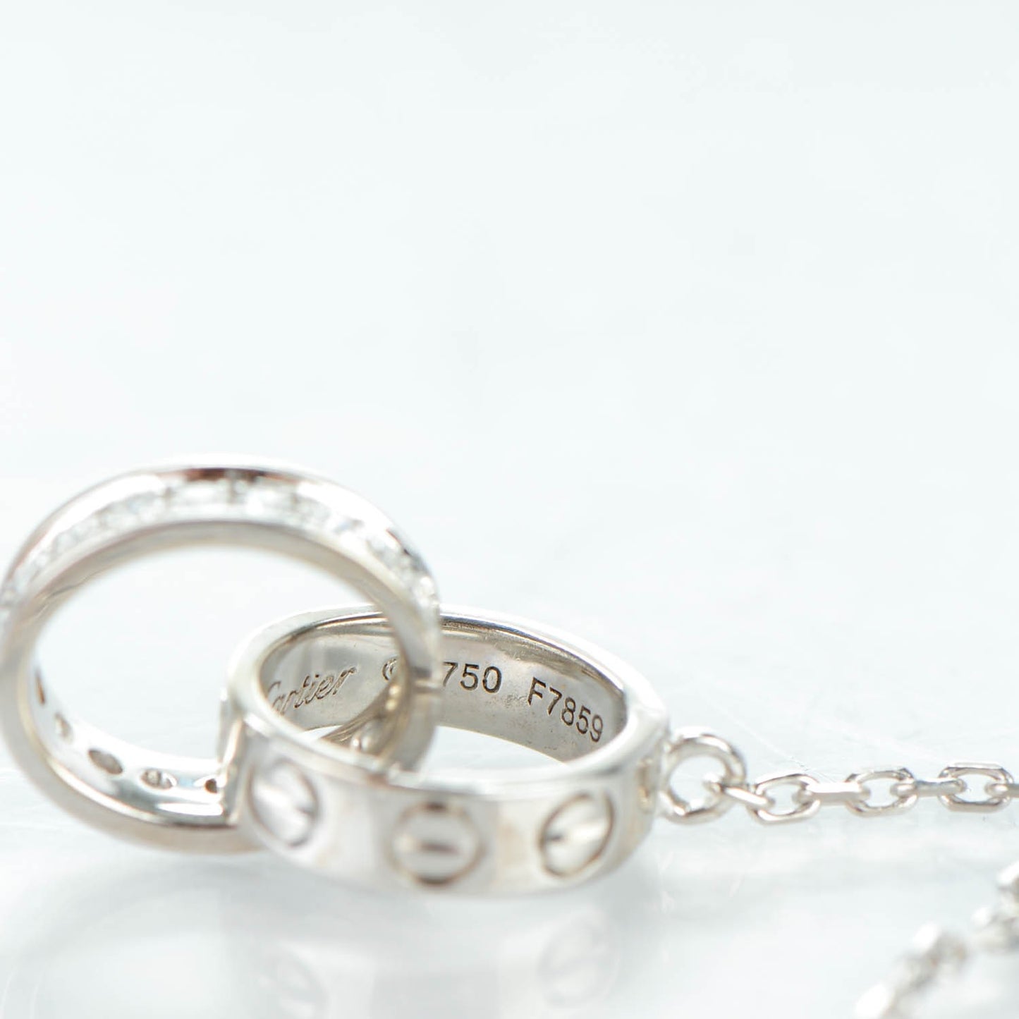 18K White Gold Diamond Interlocking LOVE Necklace