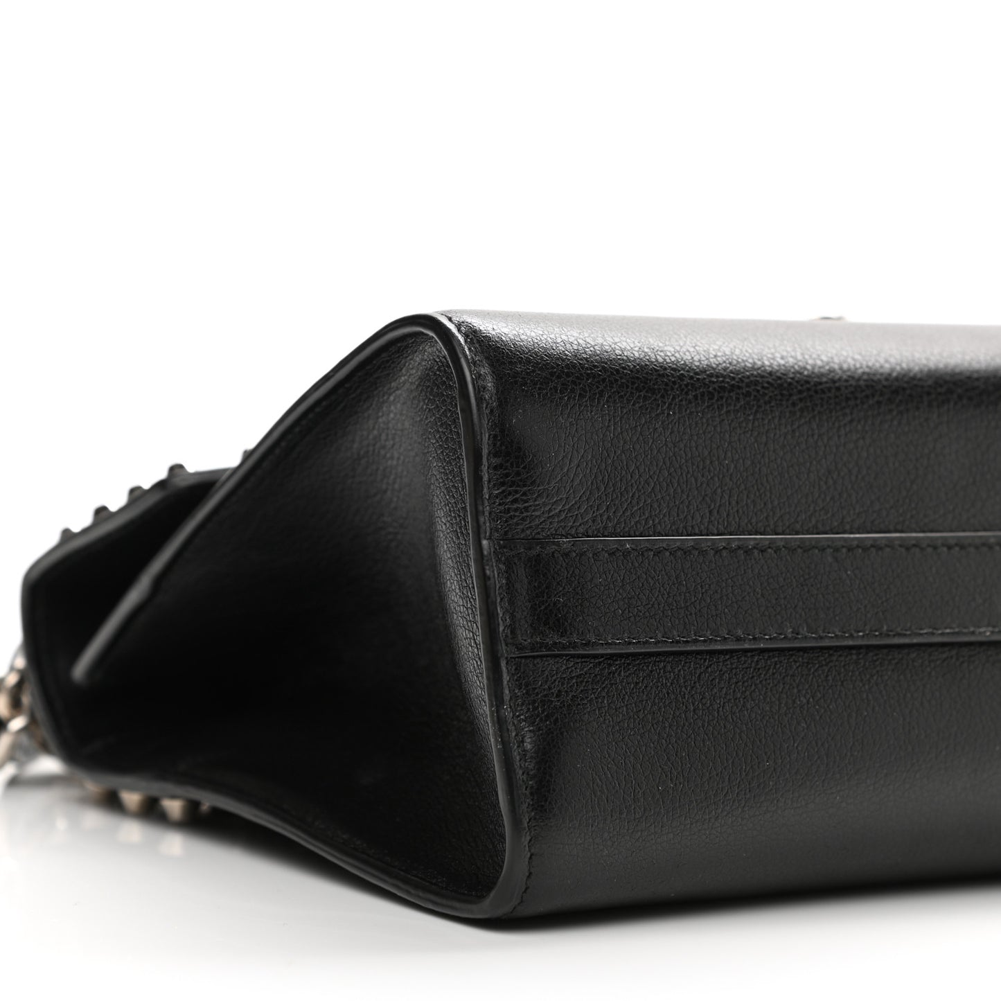 Glace Calfskin Studded Sound Flap Crossbody Shoulder Bag Black
