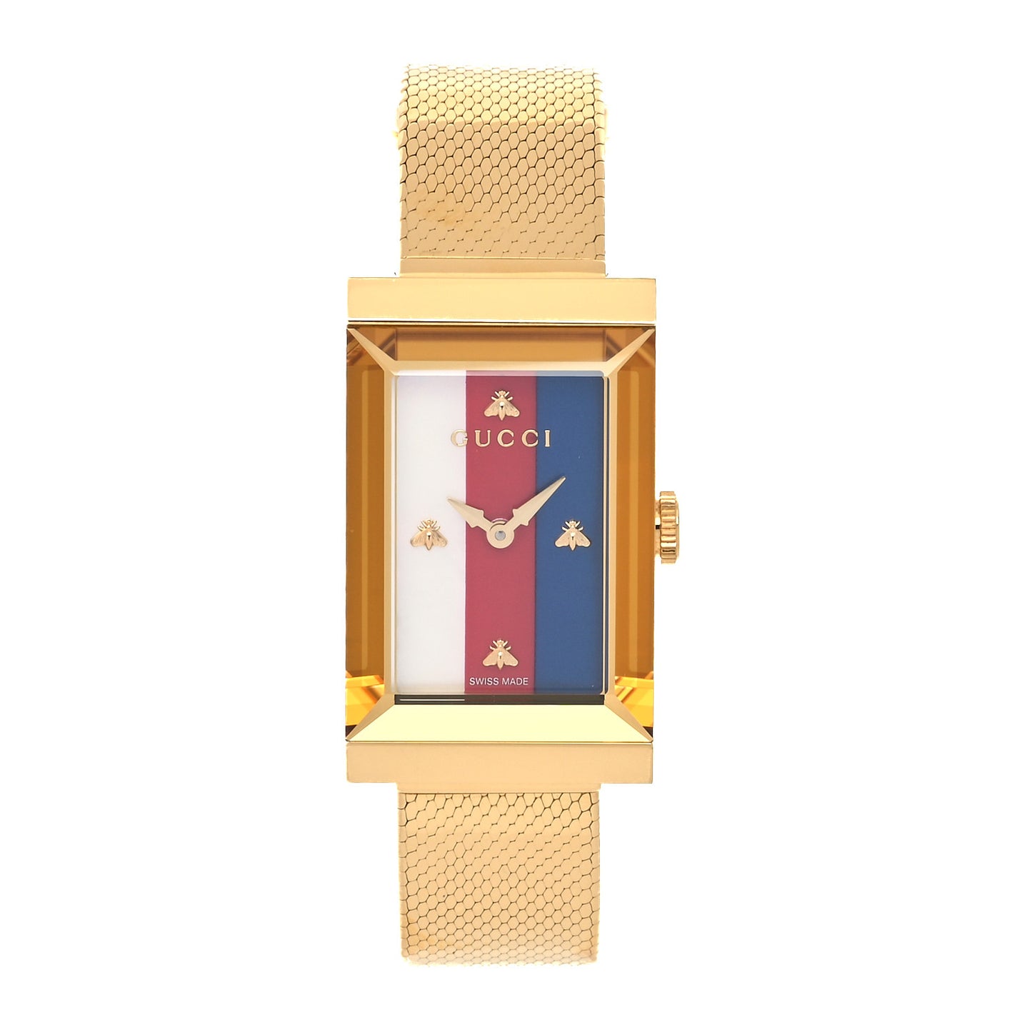 Stainless Steel Mother of Pearl 21mm Web G-Frame Mesh Quartz Watch Blue