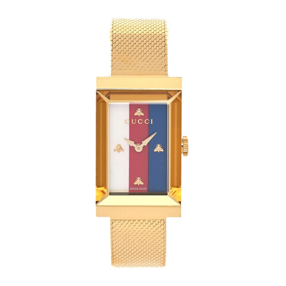 Gucci Stainless Steel Mother of Pearl 21mm Web G-Frame Mesh Quartz Watch Blue 1 of 5
