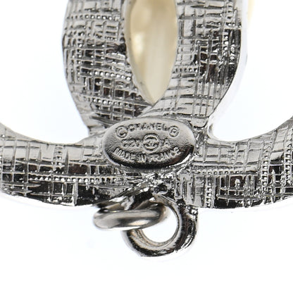Chanel Crystal Pearl CC Drop Darling Bows Earrings Silver Pearly White 4 of 5