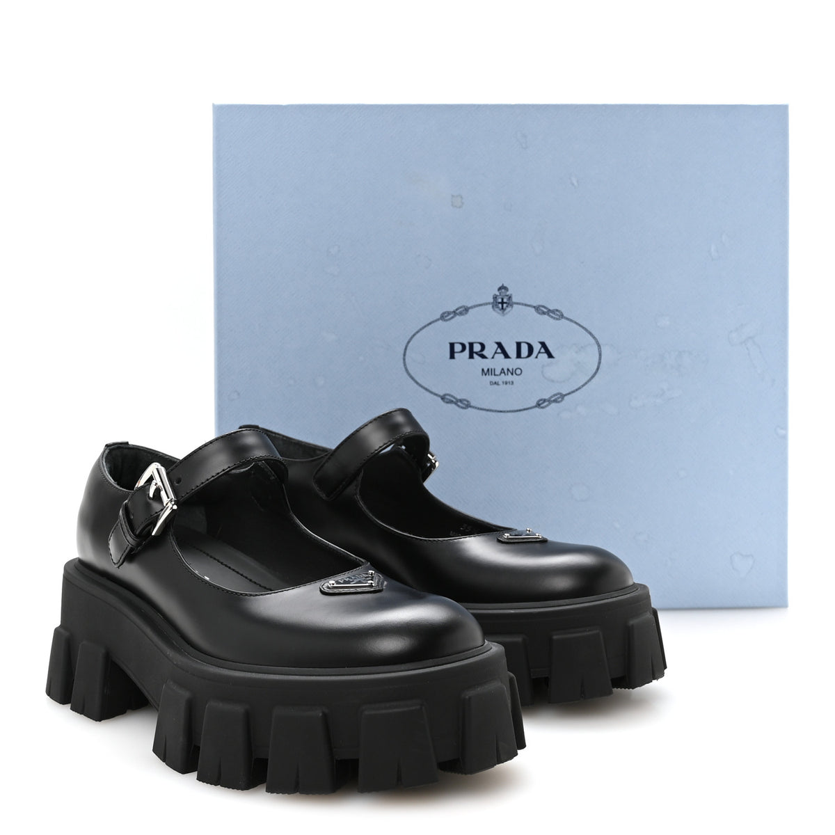 Spazzolato Rois Metal Triangle Logo Monolith 55mm Mary Janes 35.5 Black