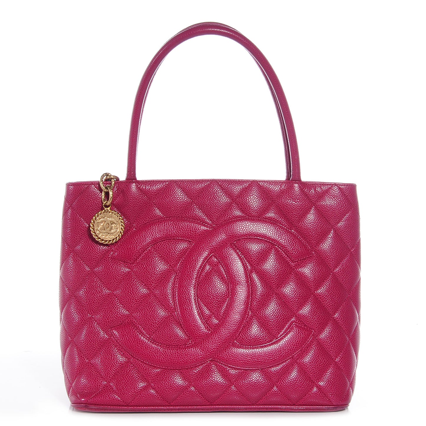 Caviar Medallion Tote Dark Pink