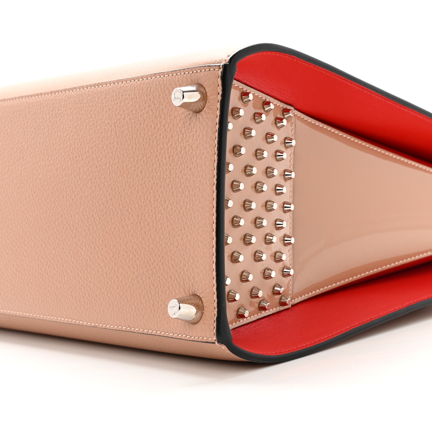 Christian Louboutin Calfskin Patent Studded Large Paloma Nude 9 of 12