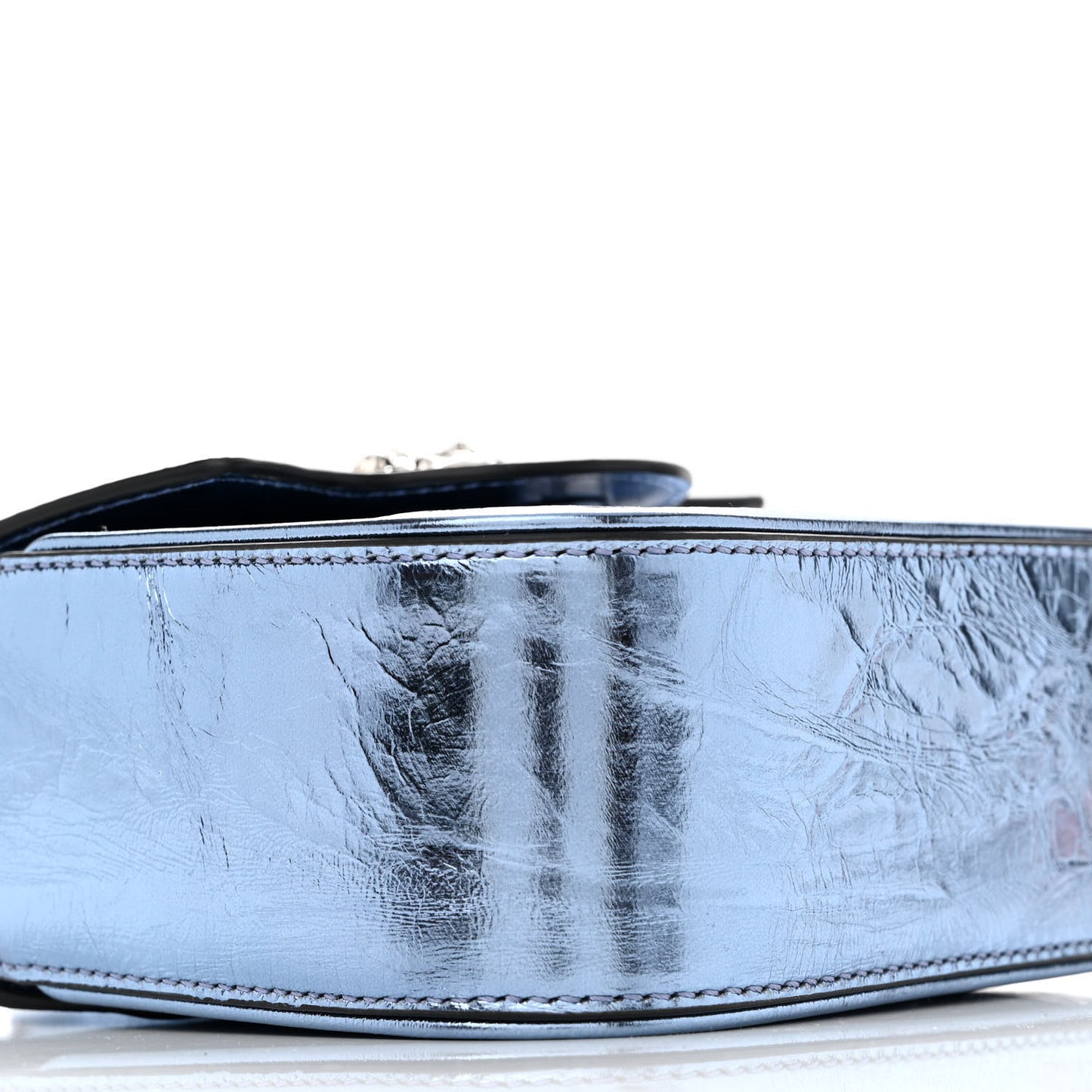 Metallic Crackled Lambskin Mini La Medusa Blue