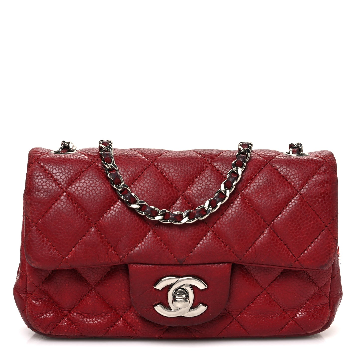 Caviar Quilted Extra Mini Flap Burgundy