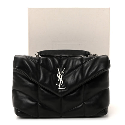 Saint Laurent Lambskin Quilted Toy Loulou Puffer Monogram Chain Satchel Black 10 of 10