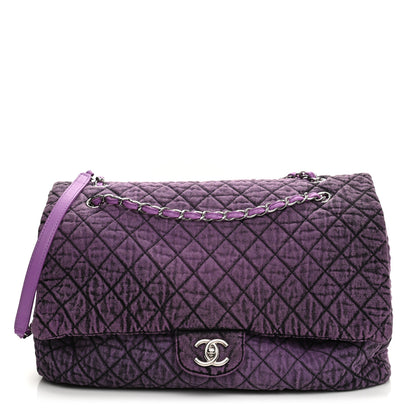 Chanel Denim Quilted Denimpression XXL Flap Purple Black 1 of 10
