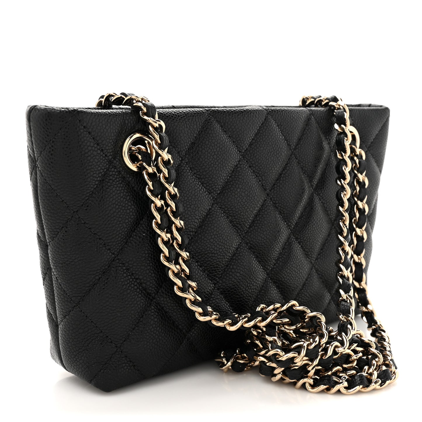 Caviar Quilted Classic Clutch Tote With Chain Black