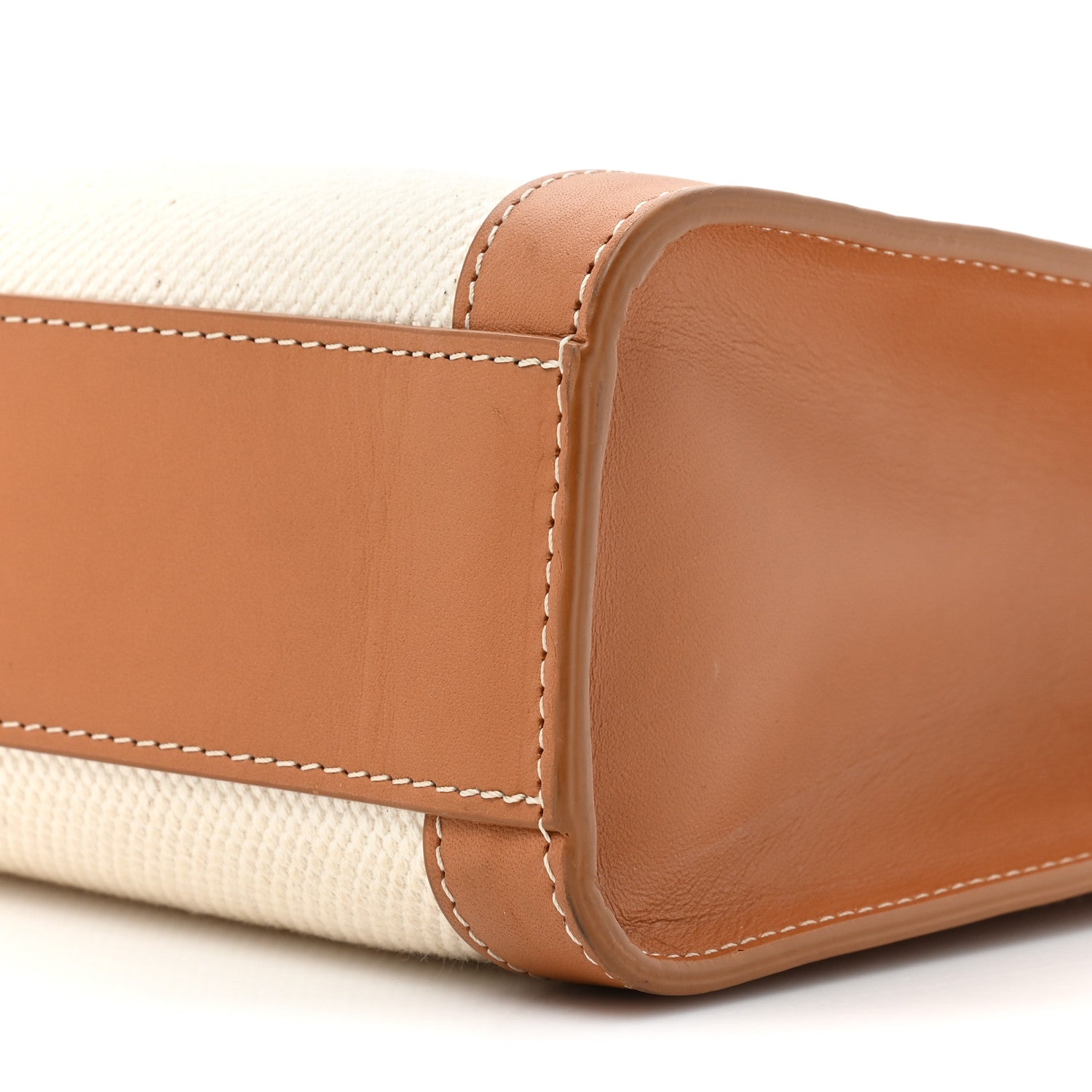 Celine Canvas Calfskin Logo Print Small Vertical Cabas Natural Tan 8 of 17