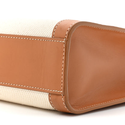 Celine Canvas Calfskin Logo Print Small Vertical Cabas Natural Tan 8 of 17