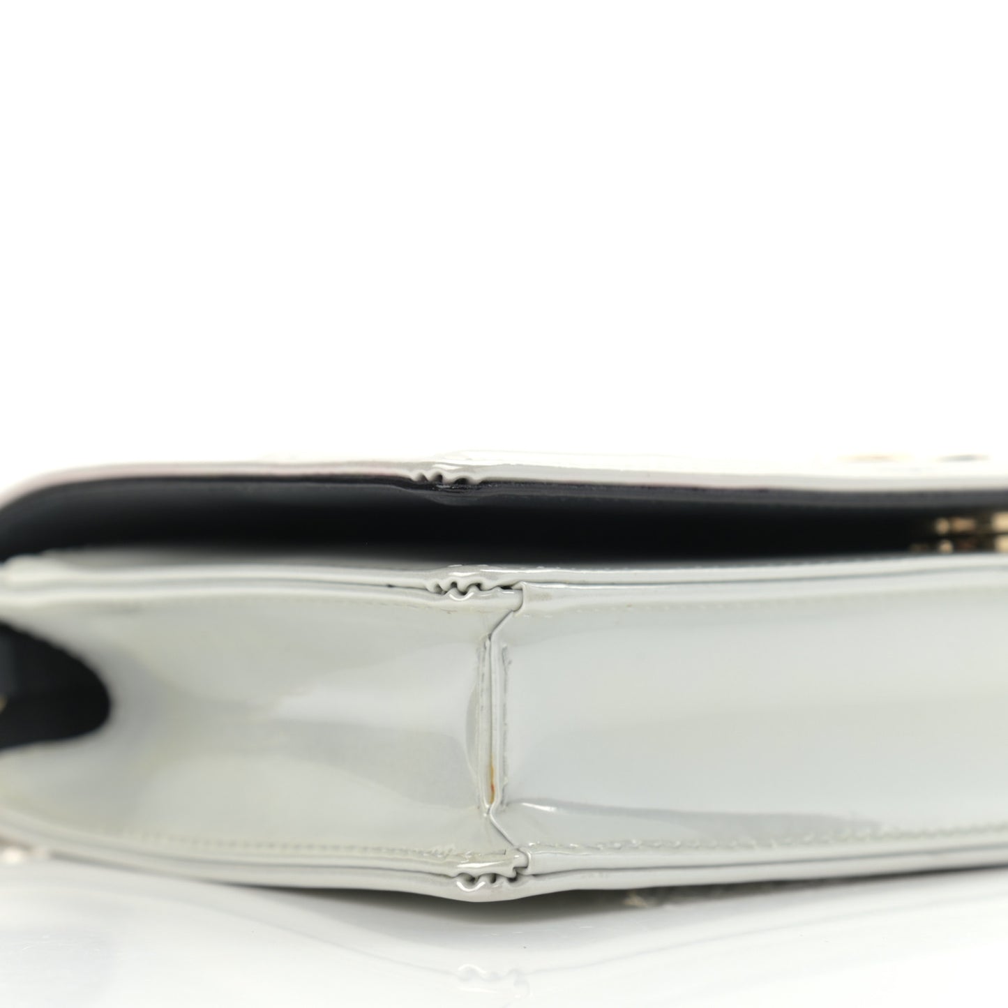 Patent Micro-Cannage Diorama Wallet on Chain Pouch White