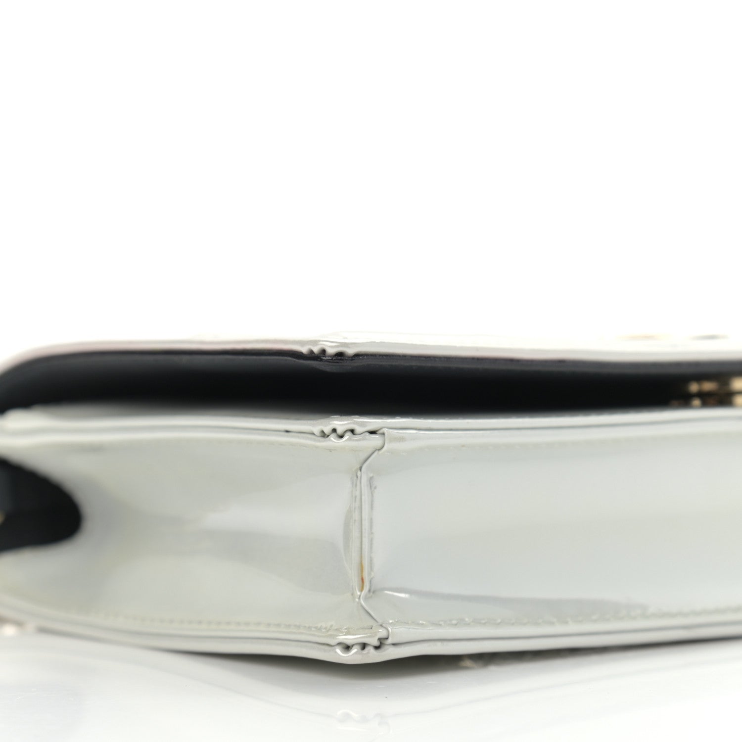 Christian Dior Patent Micro-Cannage Diorama Wallet on Chain Pouch White 10 of 13