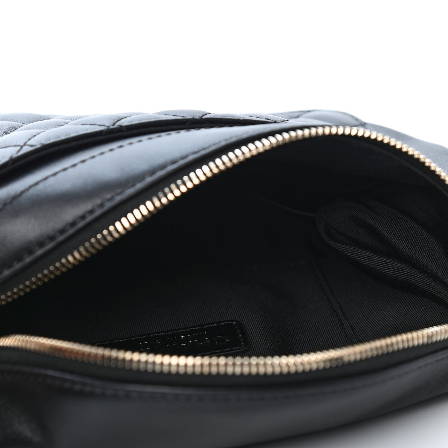 Lambskin Quilted Waist Bag Fanny Pack Black