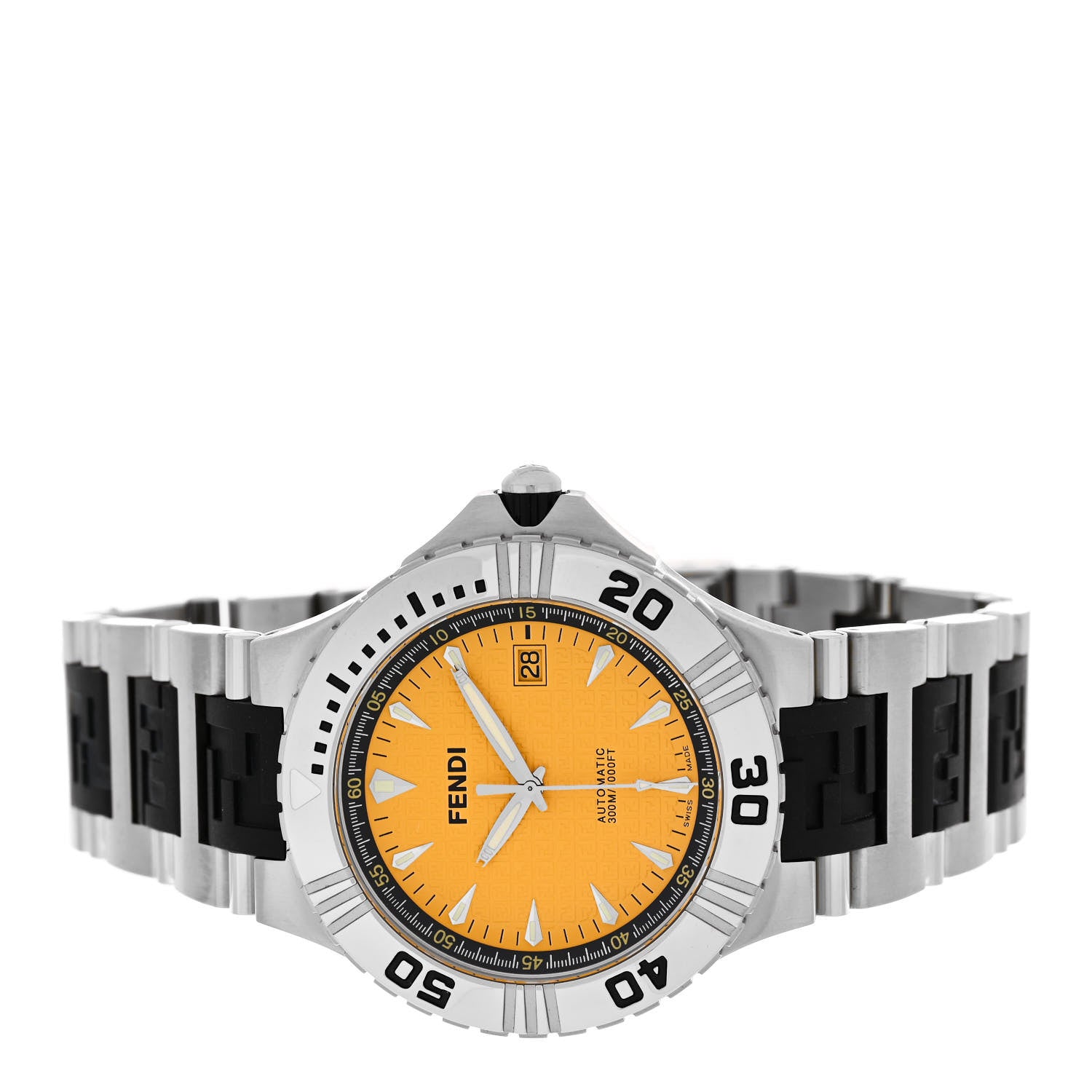Fendi Stainless Steel Rubber 43mm Nautical Automatic Watch Yellow