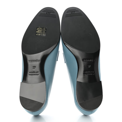 Hermes Goatskin Paris Loafers 37 Bleu Dorset 5 of 9
