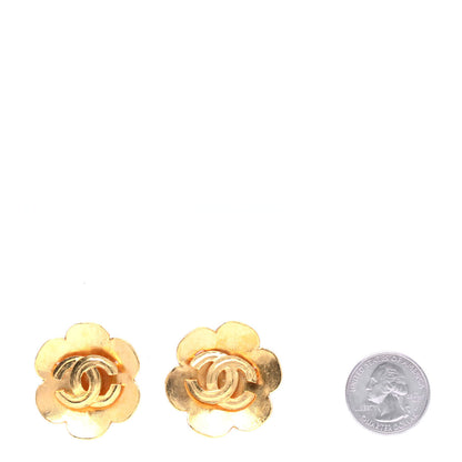 Chanel CC Camellia Clip On Earrings Gold 2 of 4
